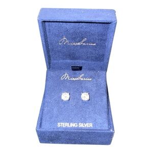 Mia Sarine Sterling Silver & Cubic Zirconia Stud Earrings New in Box JB1